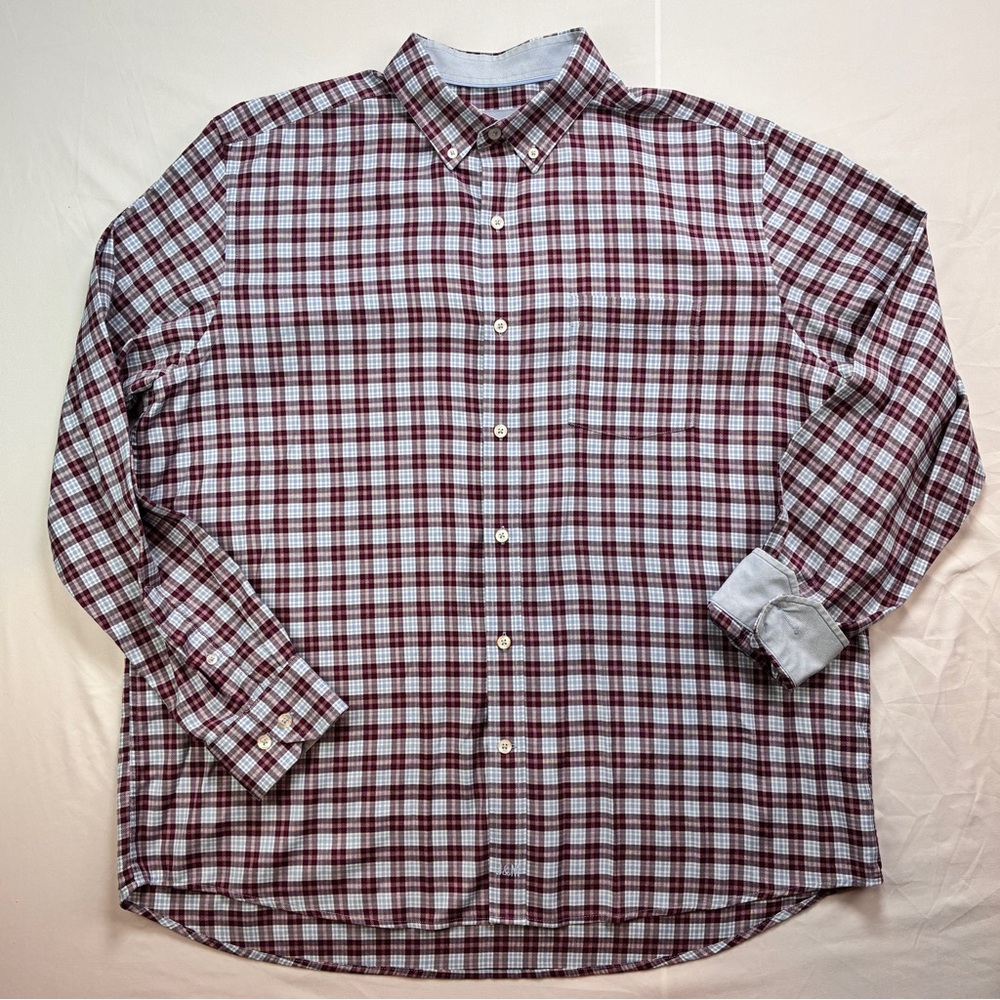 Johnston & Murphy Red and White Plaid Men's Shirt
